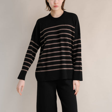 Cashmere Mix Striped Crewneck Sweater