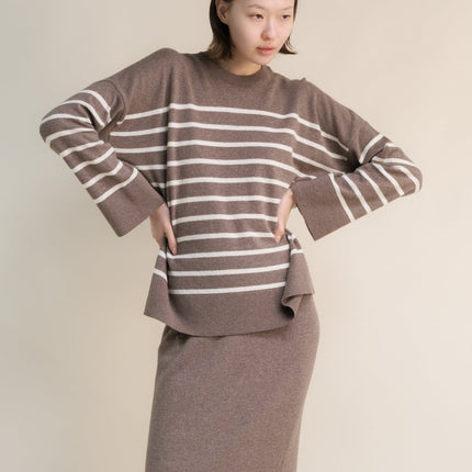 Cashmere Mix Striped Crewneck Sweater