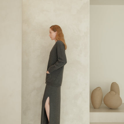 Cashmere Mix V Neck Maxi Cardigan