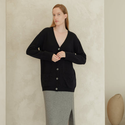 Cashmere Mix V Neck Maxi Cardigan