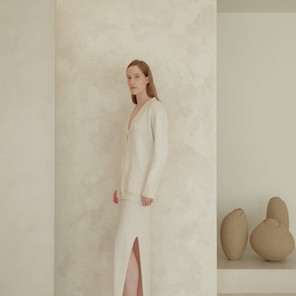 Cashmere Mix V Neck Maxi Cardigan