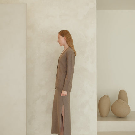 Cashmere Mix V Neck Maxi Cardigan