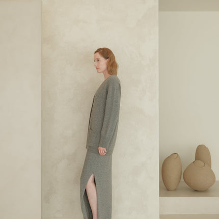 Cashmere Mix V Neck Maxi Cardigan