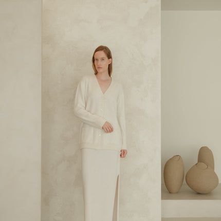 Cashmere Mix V Neck Maxi Cardigan