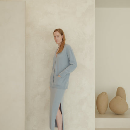 Cashmere Mix V Neck Maxi Cardigan