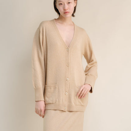 Cashmere Mix V Neck Maxi Cardigan
