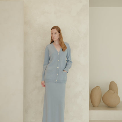 Cashmere Mix V Neck Maxi Cardigan