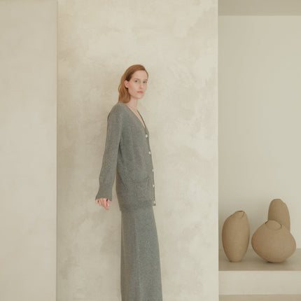 Cashmere Mix V Neck Maxi Cardigan