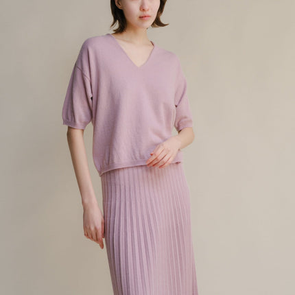 Cashmere Mix V - Neck T-Shirt (3D - Knit)