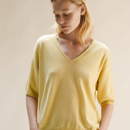 Cashmere Mix V - Neck T-Shirt (3D - Knit)