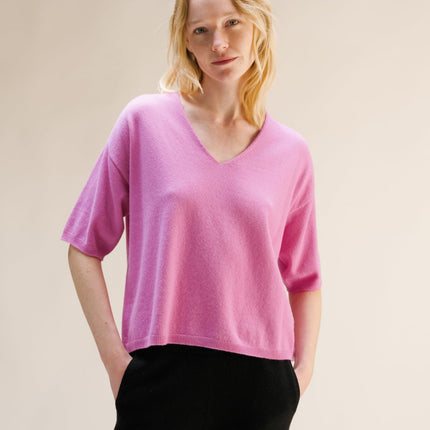 Cashmere Mix V - Neck T-Shirt (3D - Knit)