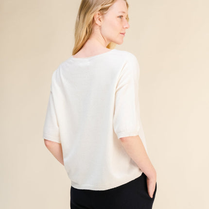 Cashmere Mix V - Neck T-Shirt (3D - Knit)