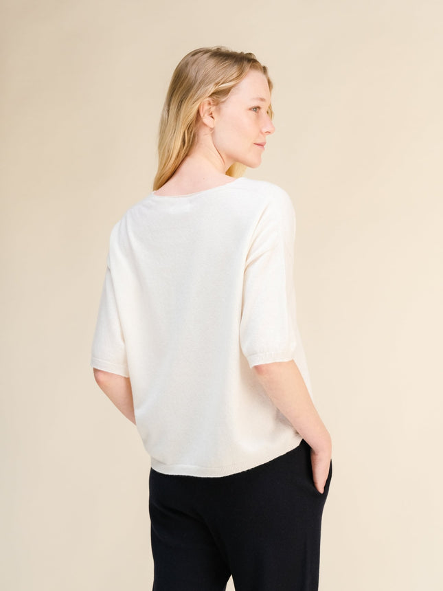 Cashmere Mix V - Neck T-Shirt (3D - Knit)