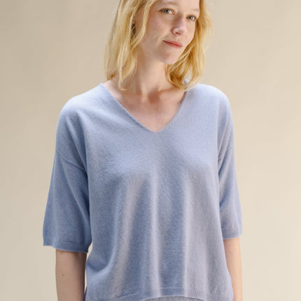 Cashmere Mix V - Neck T-Shirt (3D - Knit)