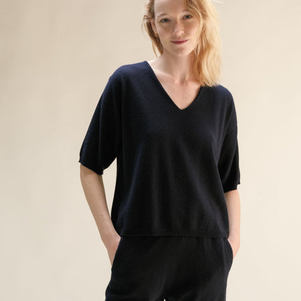 Cashmere Mix V - Neck T-Shirt (3D - Knit)