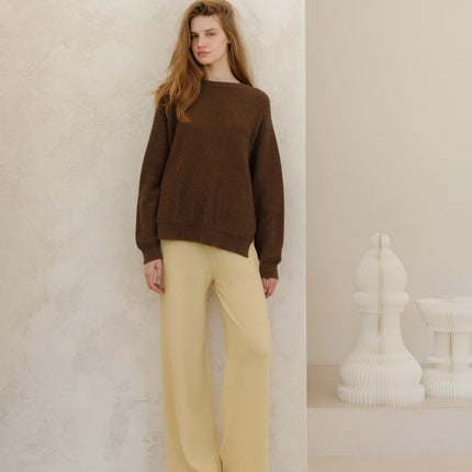 Cashmere Mix Wide Legged Light Pants (3D - Knit)