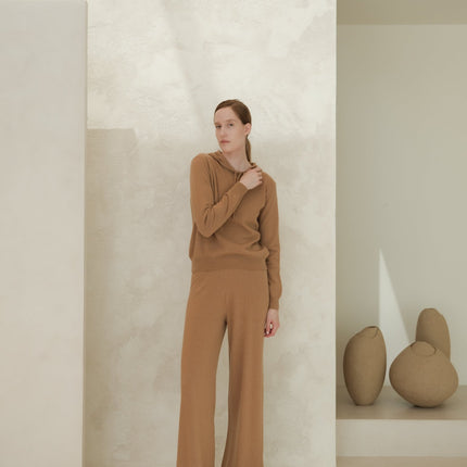 Cashmere Mix Wide Legged Light Pants (3D - Knit)