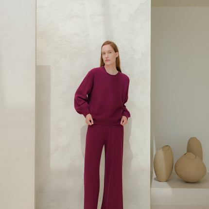 Cashmere Mix Wide Legged Light Pants (3D - Knit)