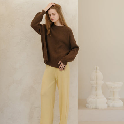 Cashmere Mix Wide Legged Light Pants (3D - Knit)