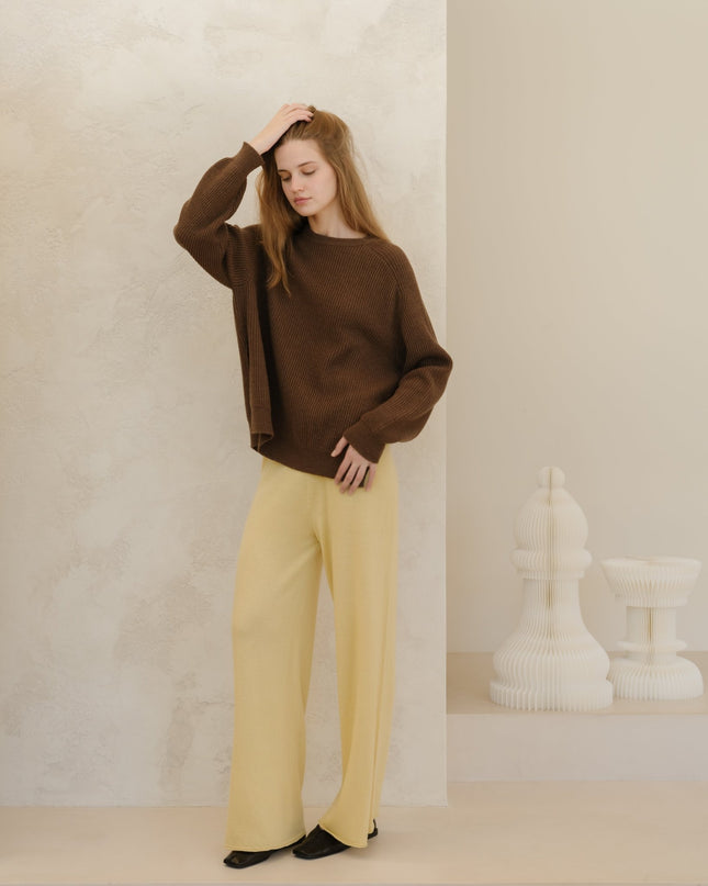 Cashmere Mix Wide Legged Light Pants (3D - Knit)