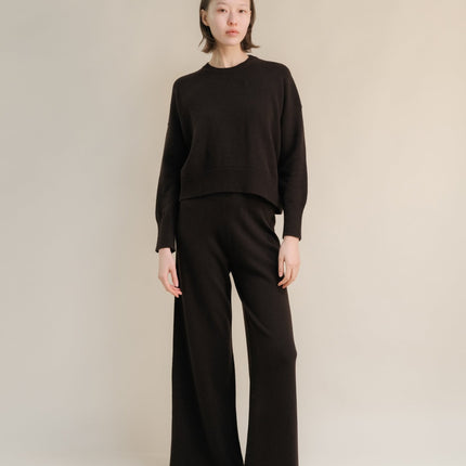 Cashmere Mix Wide Legged Light Pants (3D - Knit)