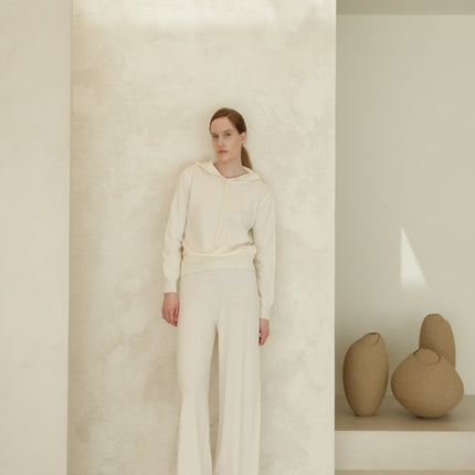 Cashmere Mix Wide Legged Light Pants (3D - Knit)