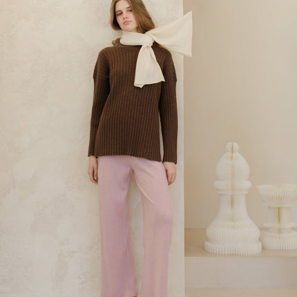 Cashmere Mix Wide Legged Light Pants (3D - Knit)
