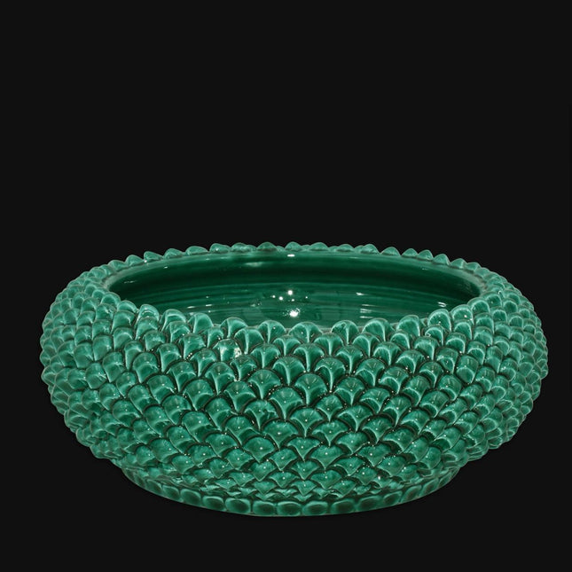 Centrotavola a Pigna diam. 25/33 cm Verde Smeraldo in ceramica di Caltagirone