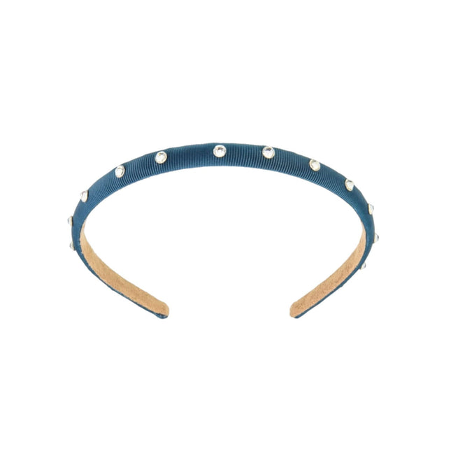 Cerchietto Capelli Ribbon thin stones Petrol