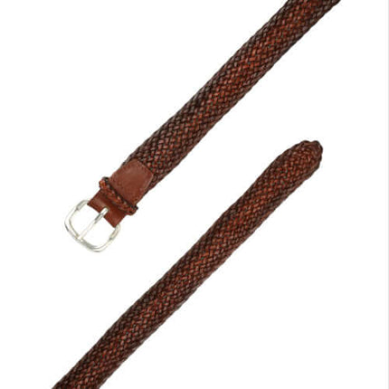 Cintura Intrecciata Masculine in Cuoio Bruciato