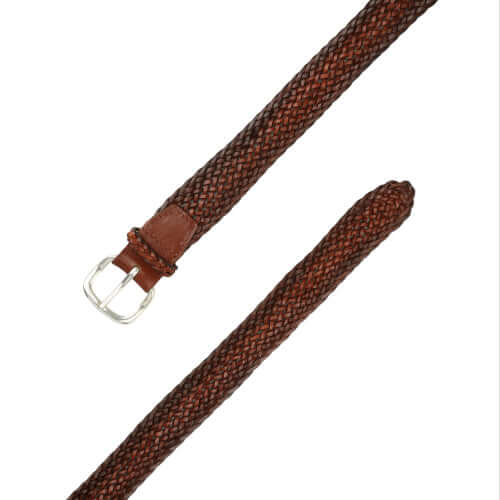 Cintura Intrecciata Masculine in Cuoio Bruciato