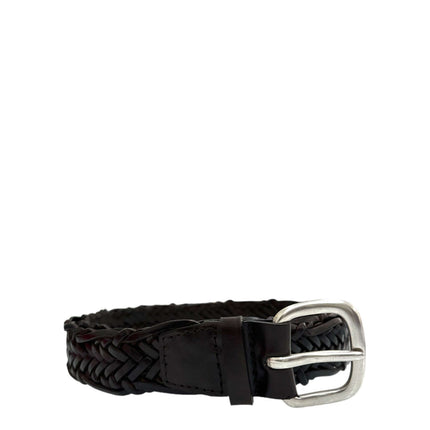 Cintura Intrecciata Masculine in Cuoio Testa di Moro