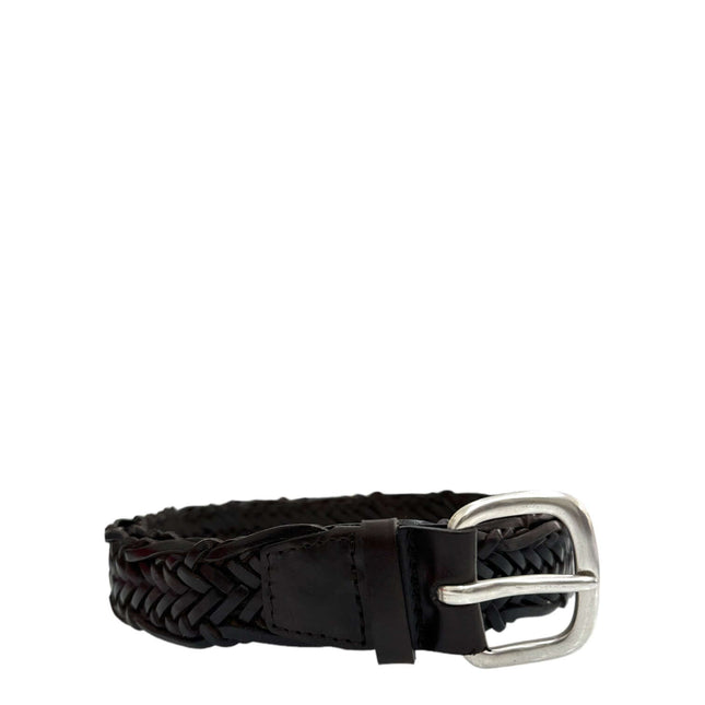 Cintura Intrecciata Masculine in Cuoio Testa di Moro