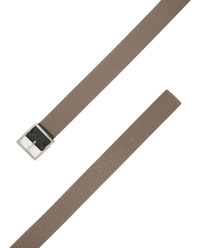 Cintura Reversibile Micron Double Nero/Fango in Pelle