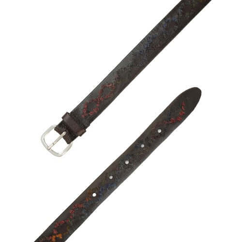 Cintura Sportiva Masculine in Cuoio con ricamo Testa di Moro