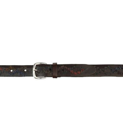 Cintura Sportiva Masculine in Cuoio con ricamo Testa di Moro