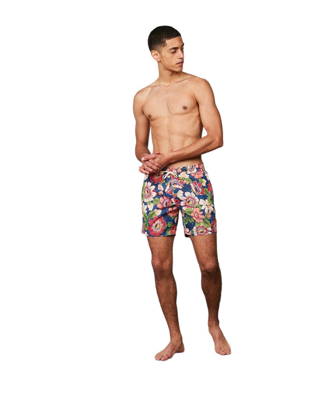 Costume Swim Uomo Indigo Blue Flowers Print
