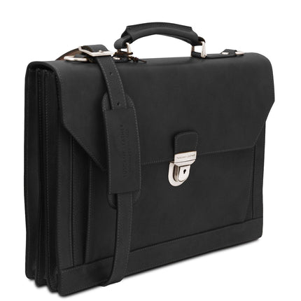Cremona - 3 compartment matte leather briefcase | TL142448