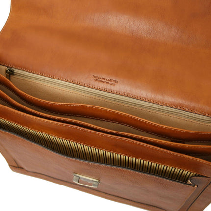 Cremona - 3 compartment matte leather briefcase | TL142448