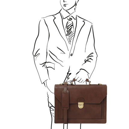 Cremona - 3 compartment matte leather briefcase | TL142448