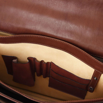 Cremona - 3 compartment matte leather briefcase | TL142448