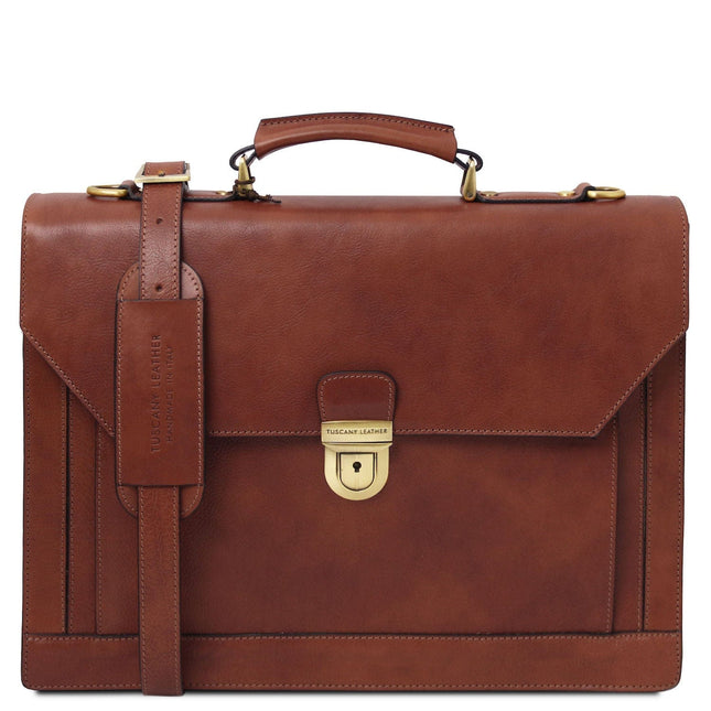 Cremona - 3 compartment matte leather briefcase | TL142448