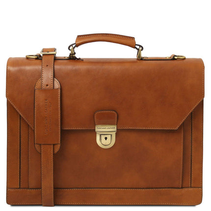 Cremona - 3 compartment matte leather briefcase | TL142448