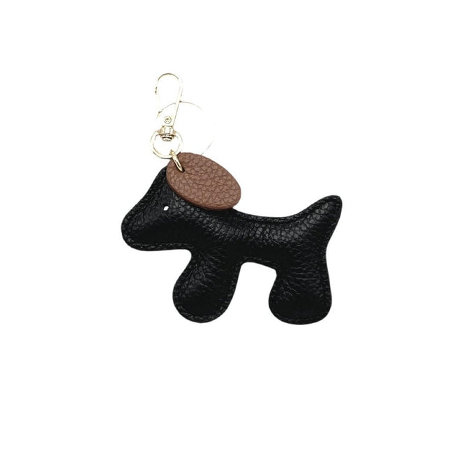 Cucciolo – Two - Tone Italian Leather Puppy Keyring – Black