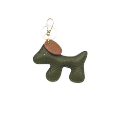 Cucciolo – Two - Tone Italian Leather Puppy Keyring – Olive & Tan