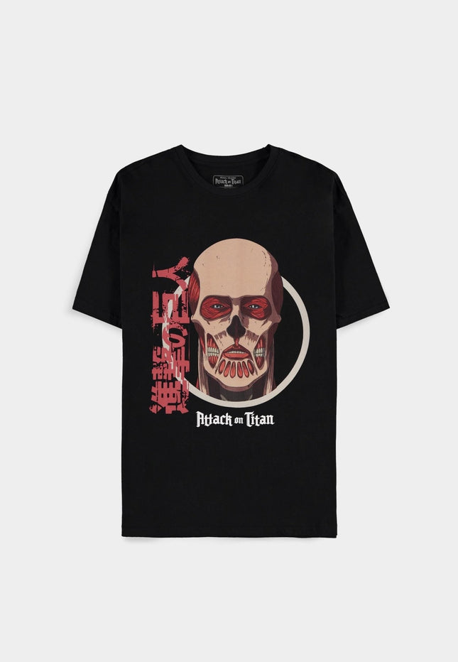 Difuzed Attack On Titan - T-Shirt Nera Con Logo Posteriore: Gigante Colossale Frontale S