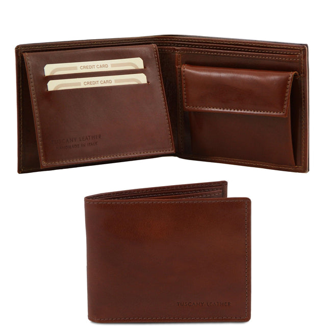 Exclusive leather 3 fold wallet for men with coin pocket | TL140763