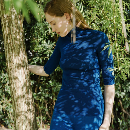 Extra Fine Merino Wool 3/4 Sleeve Ribbed Turtleneck (3D - Knit)