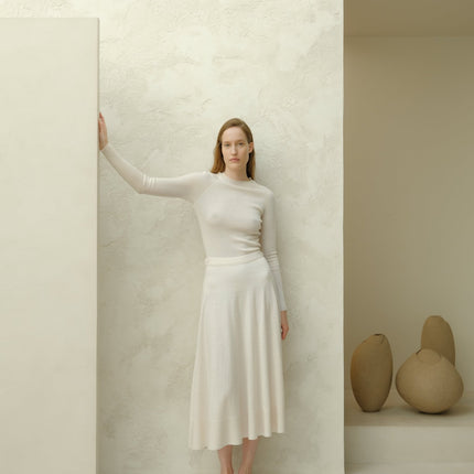 Extra Fine Merino Wool A - Line Skirt (3D - Knit)