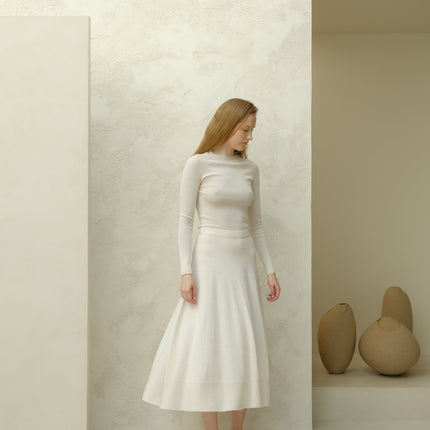 Extra Fine Merino Wool A - Line Skirt (3D - Knit)